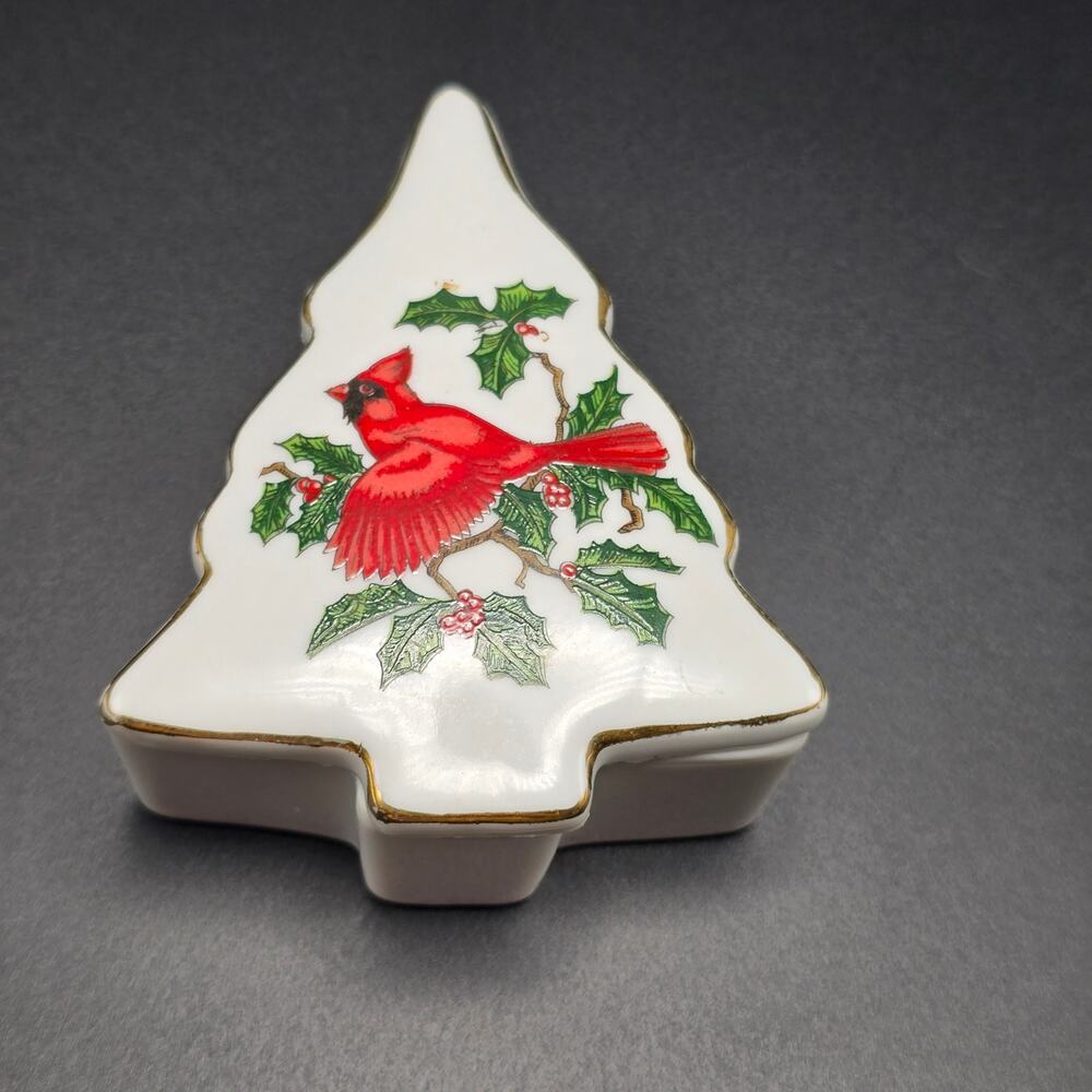 Vintage Lifton China Christmas Tree Trinket Dish